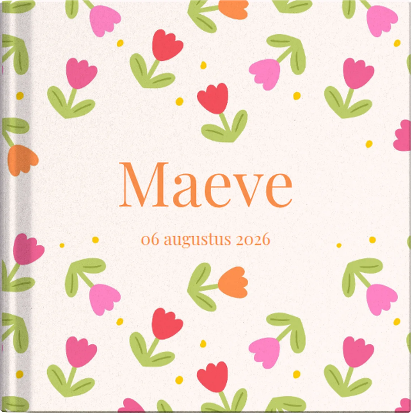 Voorbeeld van dit geboorteboekje in formaat 14,8x14,8 cm Standaard Hardcover